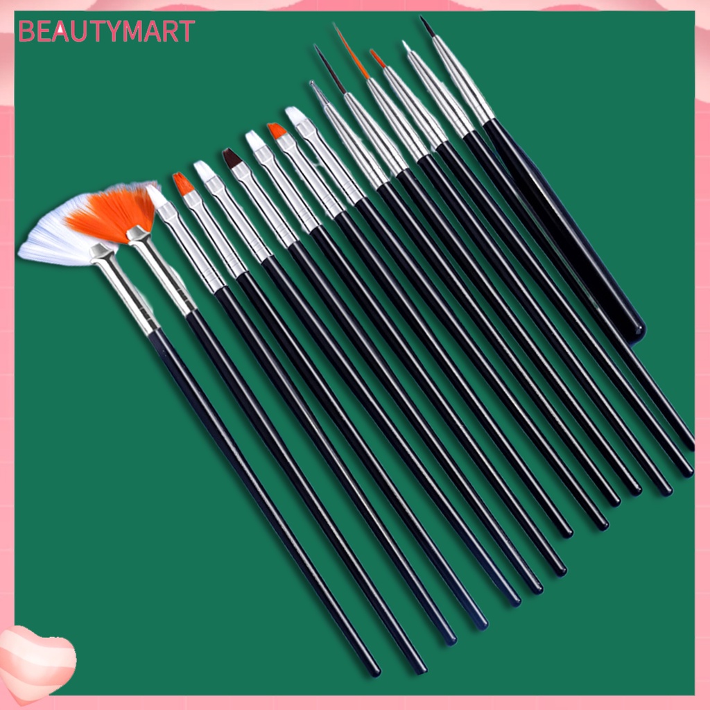 Bộ 15 Cọ Vẽ Móng Tay Đầu Mềm Không Phai Màu Hiệu Ứng Gradient DIY