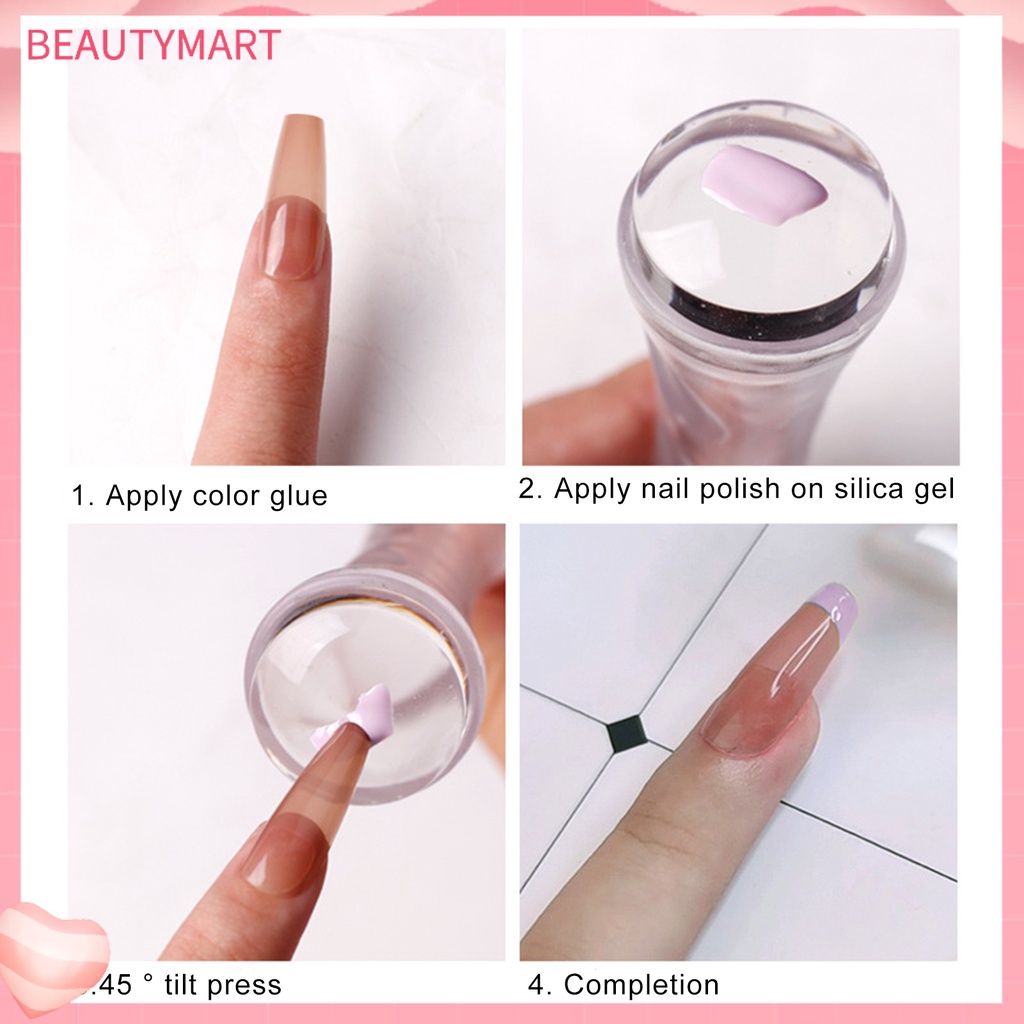 1 Bộ Dụng Cụ In Hình Móng Tay Bằng Silicone Kèm Nắp Đậy Dành Cho Salon Làm Móng