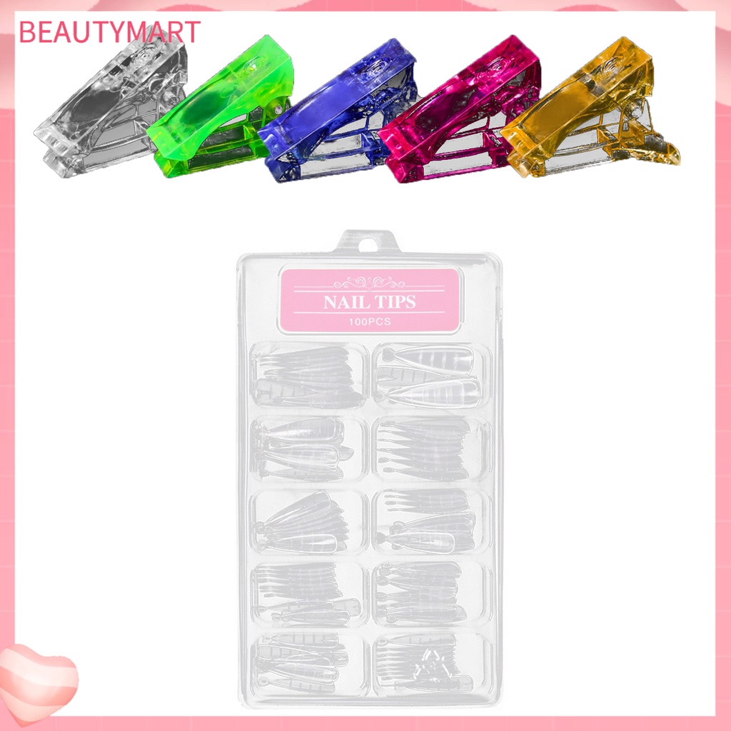 Bộ 100 Móng Tay Giả Hình Thang Siêu Mỏng Điêu Khắc Tiện Dụng