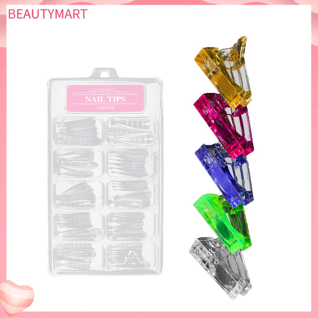 Bộ 100 Móng Tay Giả Hình Thang Siêu Mỏng Điêu Khắc Tiện Dụng
