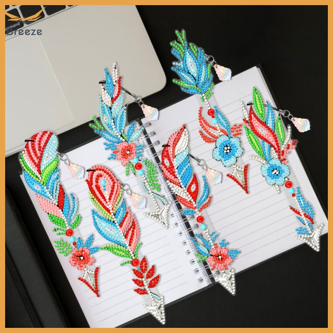 Set 6 Bookmark Thủ Công Tự Làm Hình Hoa Và Lông Vũ Cho Người Mới Bắt Đầu