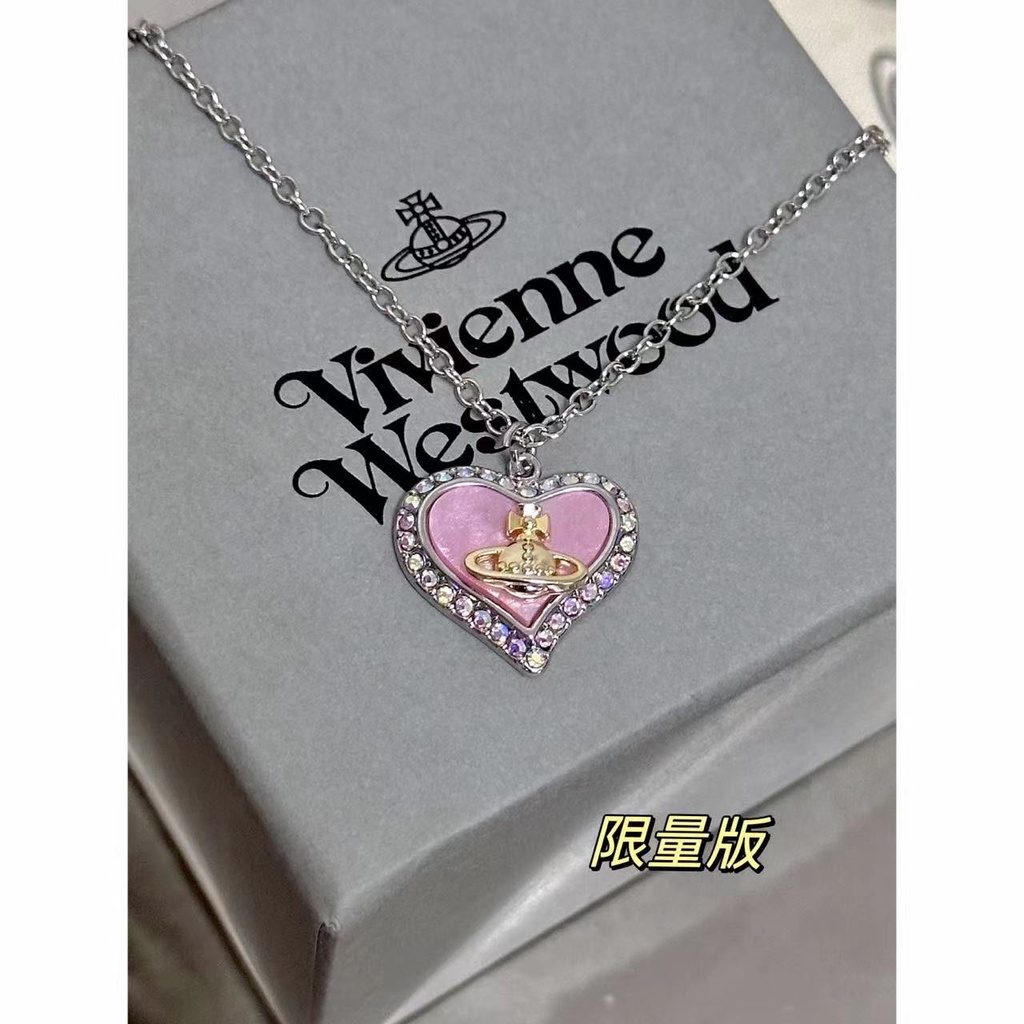 Bộ Dây Chuyền + Bông Tai Hình Trái Tim Vỏ Sò Đính Đá Zircon Sang Trọng