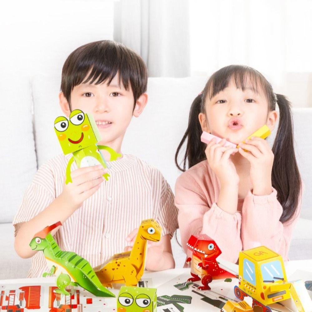 Aaron1 Đồ Chơi Giấy Xếp Origami Hình Xe Hơi / Khủng Long / Xe Hơi Dành Cho Trẻ Mẫu