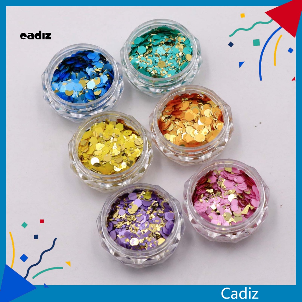 Set 6 Hộp Bột Kim Tuyến Mạ Vàng Lấp Lánh Trang Trí Móng Tay Cho Nữ