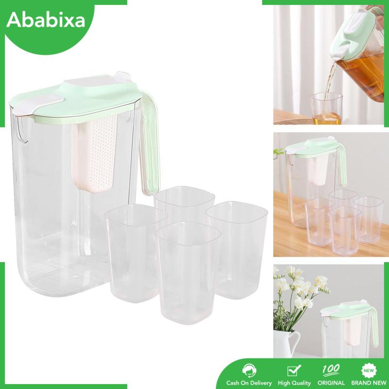 [Ababixa] Bộ Bình Đựng Nước 4 Ngăn Không Vỡ Có Nắp Đậy Dung Tích Lớn Cho Tủ Lạnh