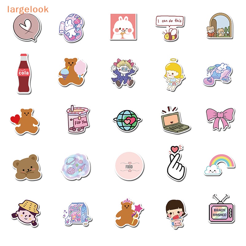 Bộ 50 Miếng Dán Hình Gấu Kiểu Hàn Quốc Dùng Trang Trí Ván Trượt / Laptop / Xe Máy Diy