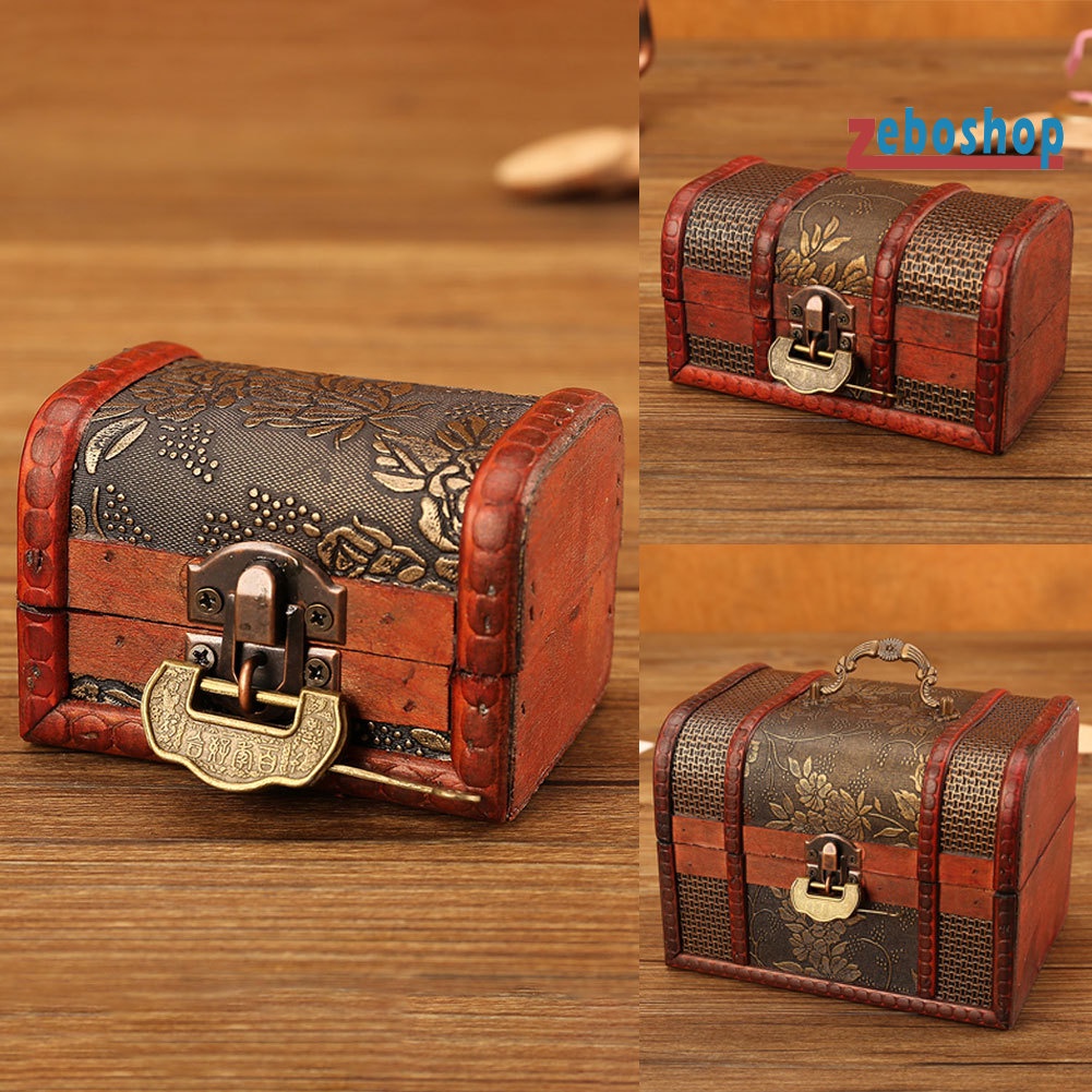 Hộp Đựng Trang Sức In Hoa Nhỏ Xinh Có Khóa Kiểu Retro