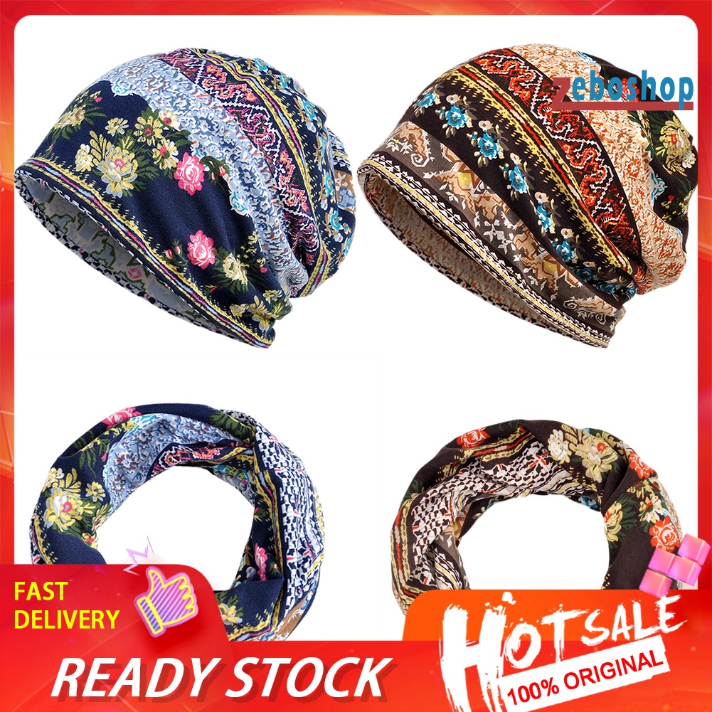 Mũ Trùm Đầu Che Nắng Co Giãn In Họa Tiết Hoa Phong Cách Hồi Giáo Cổ Điển Cho Nữ