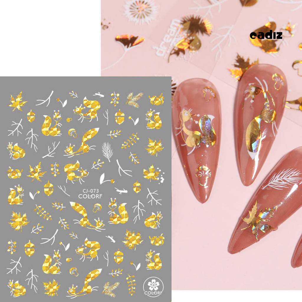 Set 2 Tờ Nhãn Dán Móng Tay Tự Dính Không Phai Màu Không Dính Hình Lá Phong / Bướm / Lá Phong Dành Cho Salon