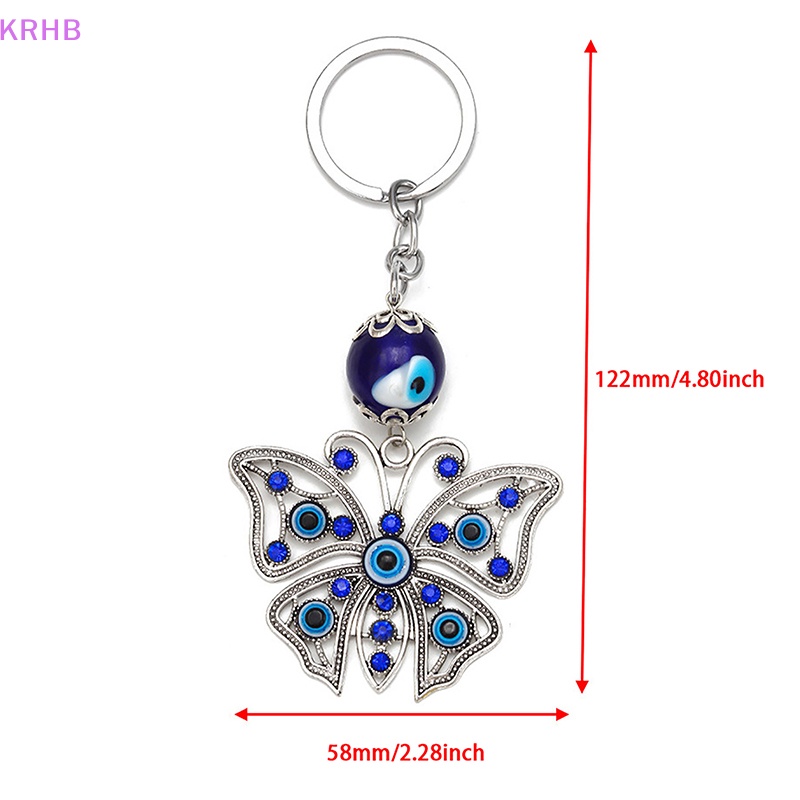 Móc Khóa Hình Bướm Đính Đá Mắt Xanh Bằng Hợp Kim Thời Trang Cho Nam Và Nữ Mới