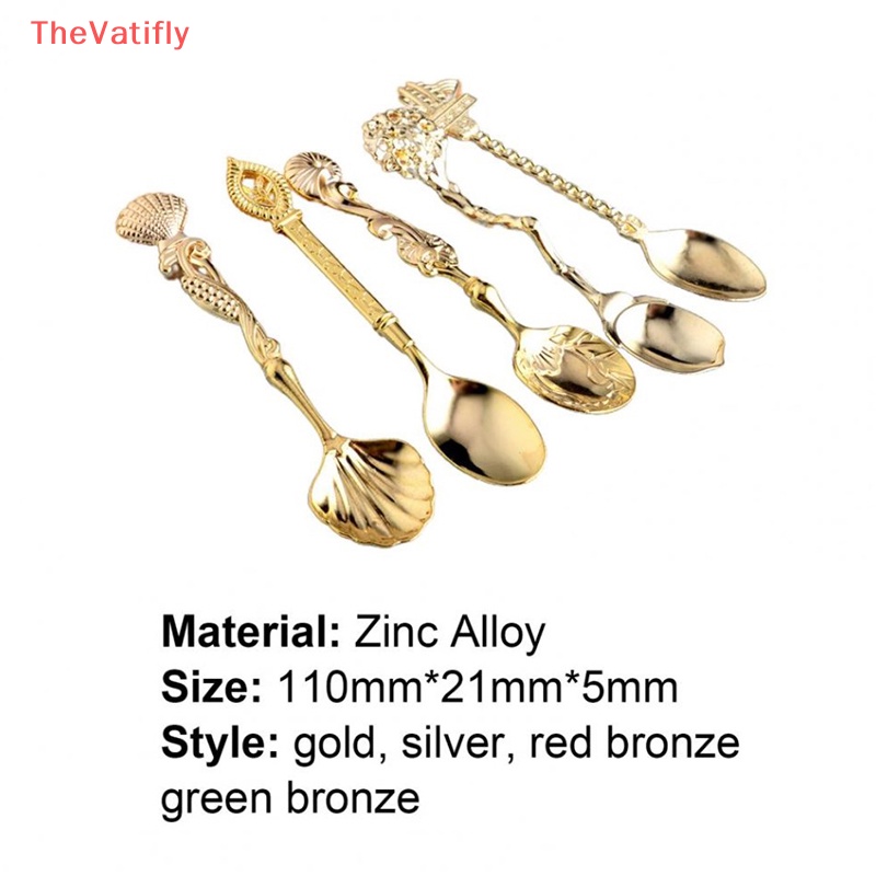 Bộ 5 Muỗng Cà Phê Bằng Hợp Kim Họa Tiết Duyên Dáng Phong Cách Hoàng Gia