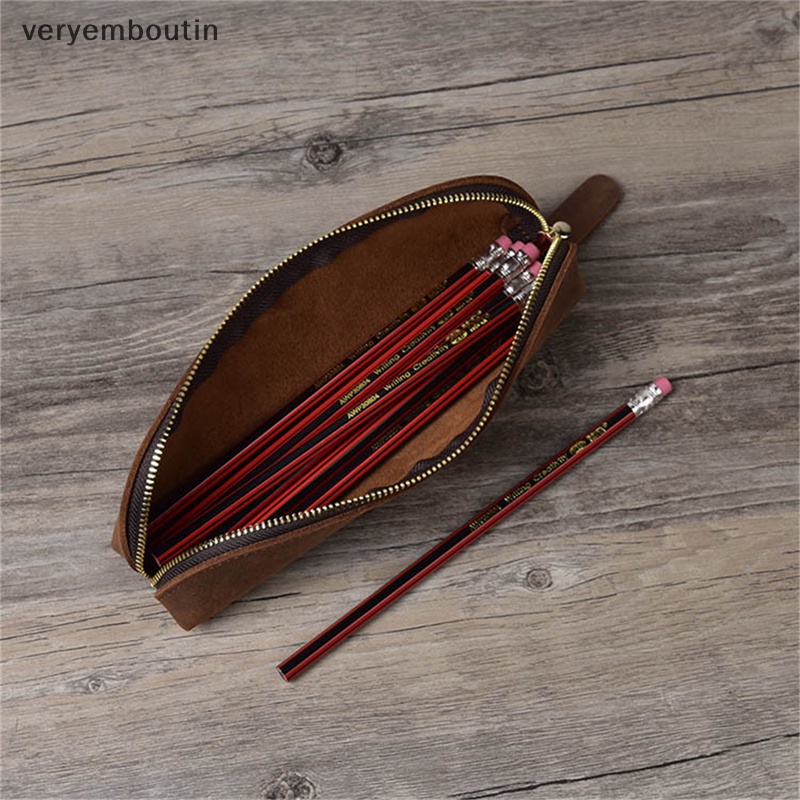 Túi Đựng Bút Bằng Da Sức Chứa Lớn Phong Cách Retro