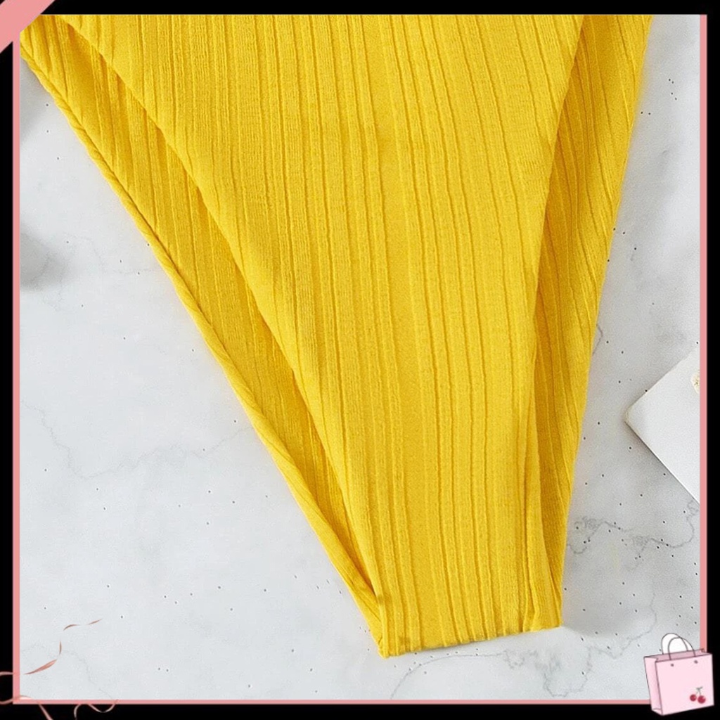 Bộ Đồ Bơi 2 Mảnh Màu Trơn Phong Cách Cổ Điển Thời Trang Mùa Hè Cho Nữ