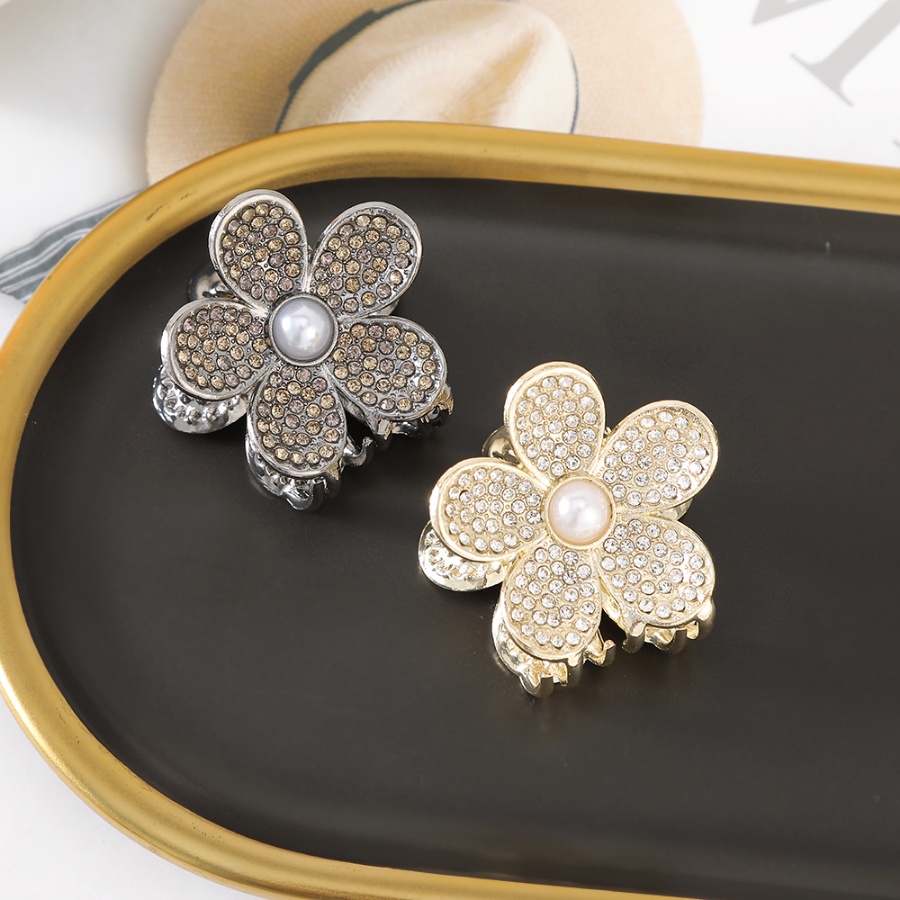 Kẹp Tóc Đuôi Ngựa Đính Đá &amp; Ngọc Trai Giả Bằng Hợp Kim Kiểu Hàn Quốc Cho Nữ