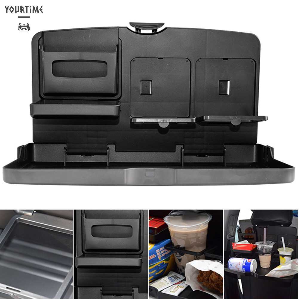 Khay Đựng Thức Ăn / Nước Uống Màu Đen Có Thể Gấp Gọn Tiện Dụng Cho Xe Hơi