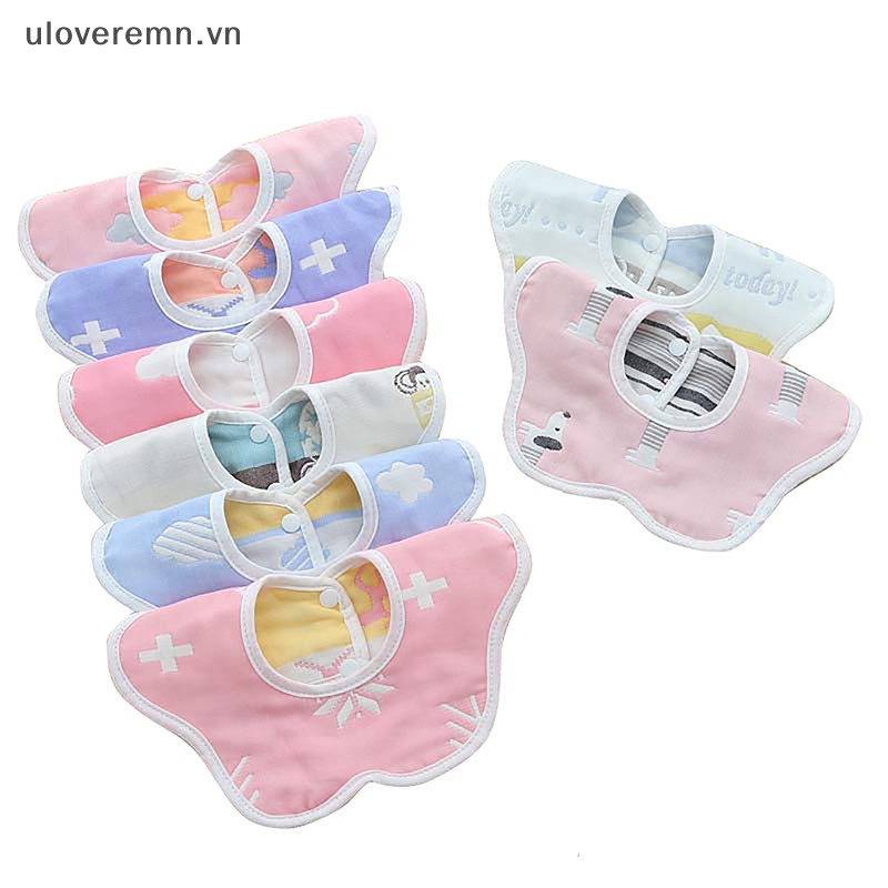 Uloveremn Yếm Ăn Cotton 6 Lớp Xoay 360 Độ Xinh Xắn Tiện Dụng Cho Bé Sơ Sinh