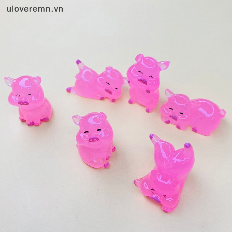 Đồ Chơi Hình Chú Heo Bằng Nhựa Resin Màu Dạ Quang Dễ Thương Dùng Trang Trí DIY