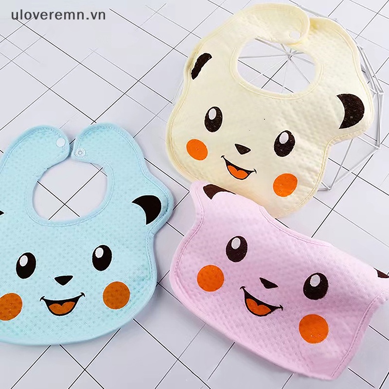 Yếm Ăn Cotton Họa Tiết Hoạt Hình Xinh Xắn Dành Cho Các Bé