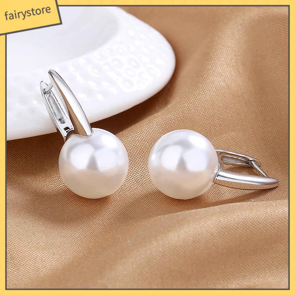 1 Đôi Bông Tai Đính Ngọc Trai Nhân Tạo Phong Cách Tối Giản Thanh Lịch Dành Cho Nữ