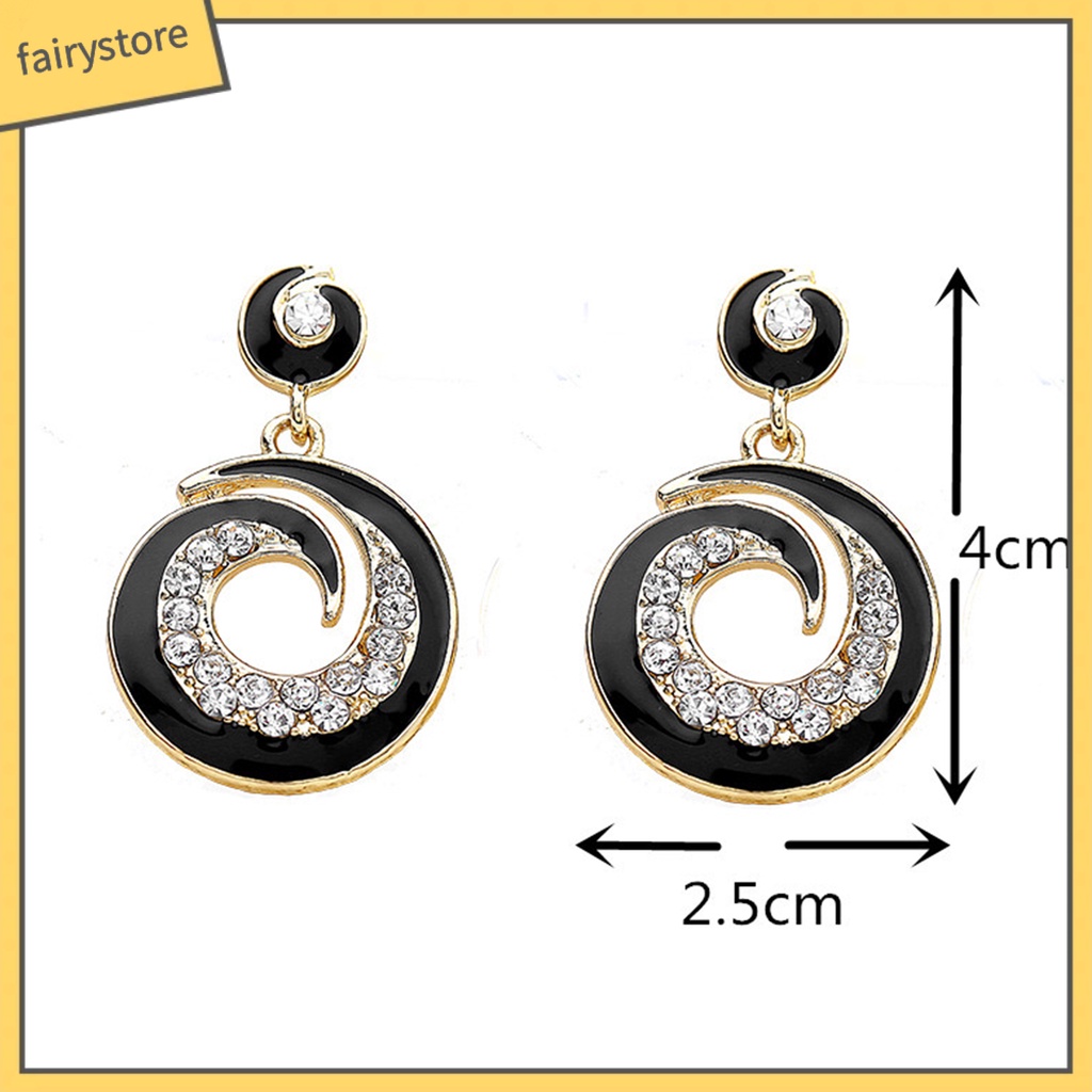 1 Đôi Bông Tai Tròn Đính Đá Màu Sắc Tương Phản Bằng Thép Không Gỉ Dành Cho Nữ