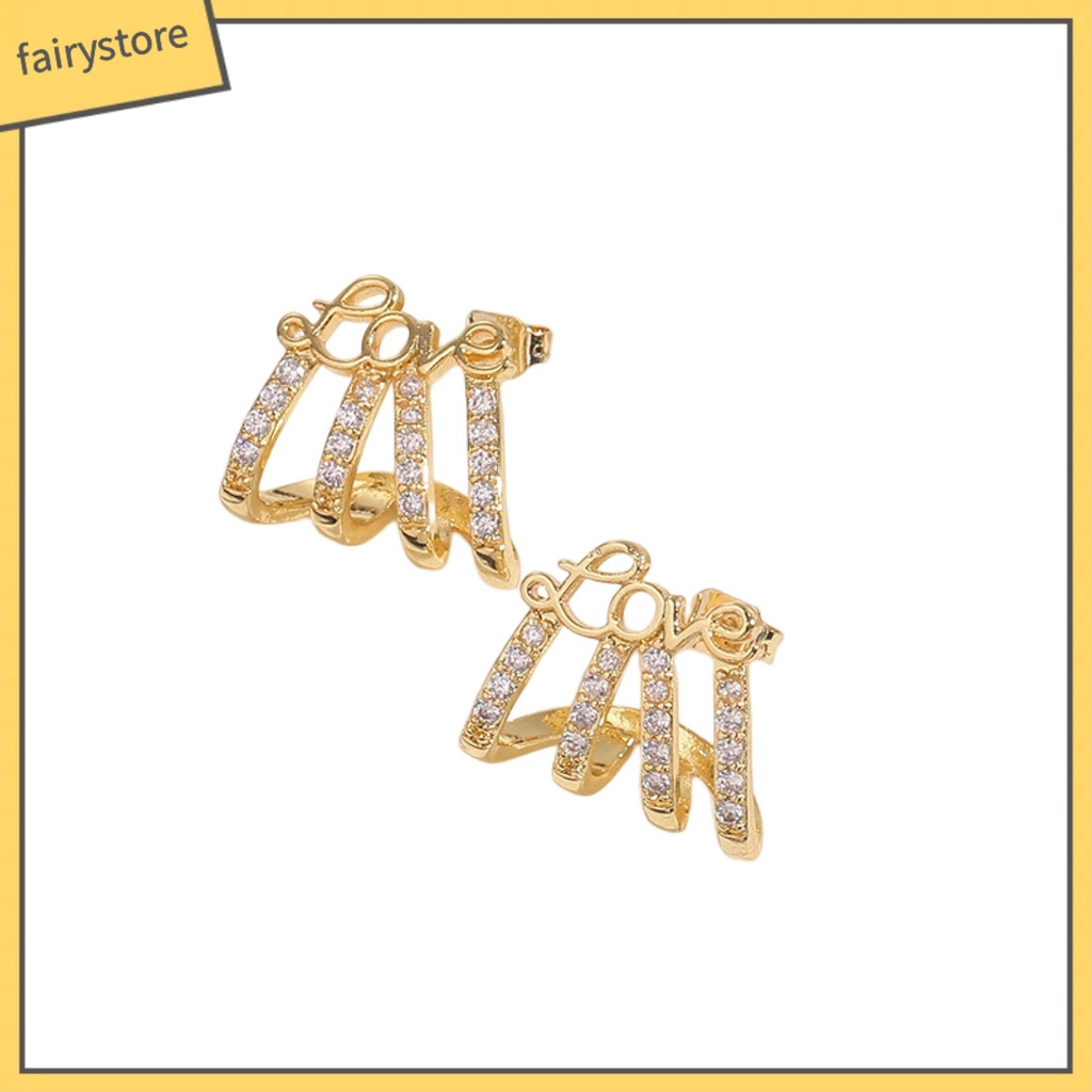 1 Đôi Bông Tai Hình Chữ Cái Đính Đá Chống Oxy Hóa Chống Rơi Lên Màu Nhanh 4 Chân Thời Trang Cho Nữ