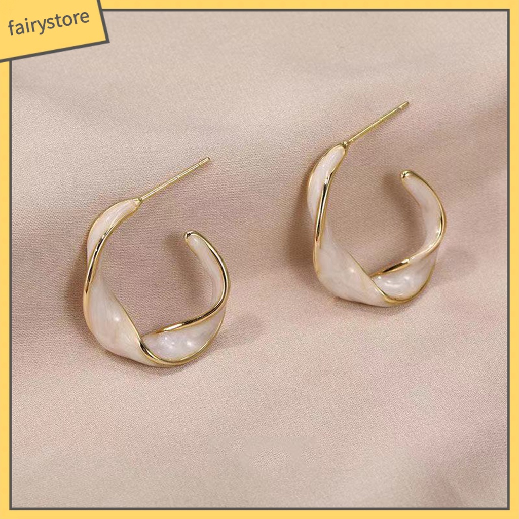 1 Đôi Bông Tai Kim Loại Xoắn Phong Cách Retro Thời Trang Dành Cho Nữ