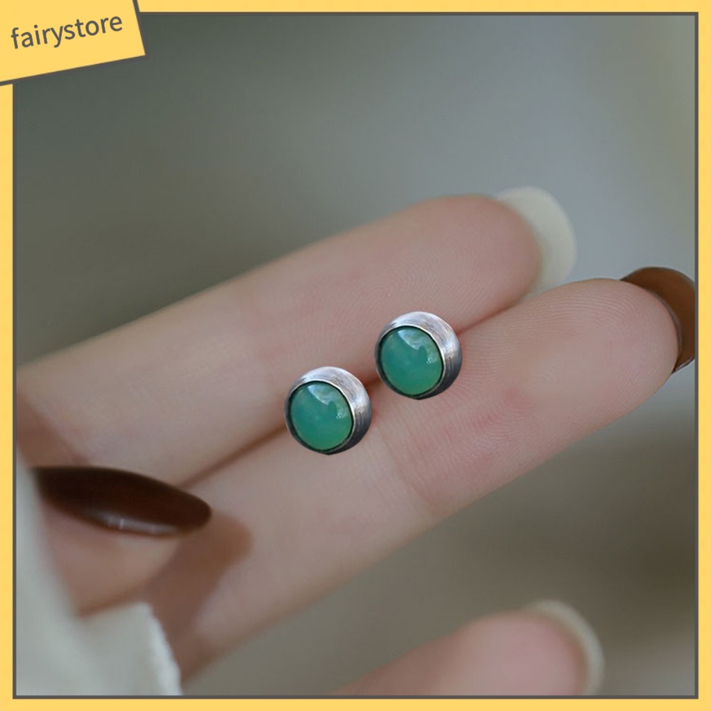 1 Đôi Bông Tai Hợp Kim Đính Ngọc Bích Giả Tinh Tế Cho Nữ