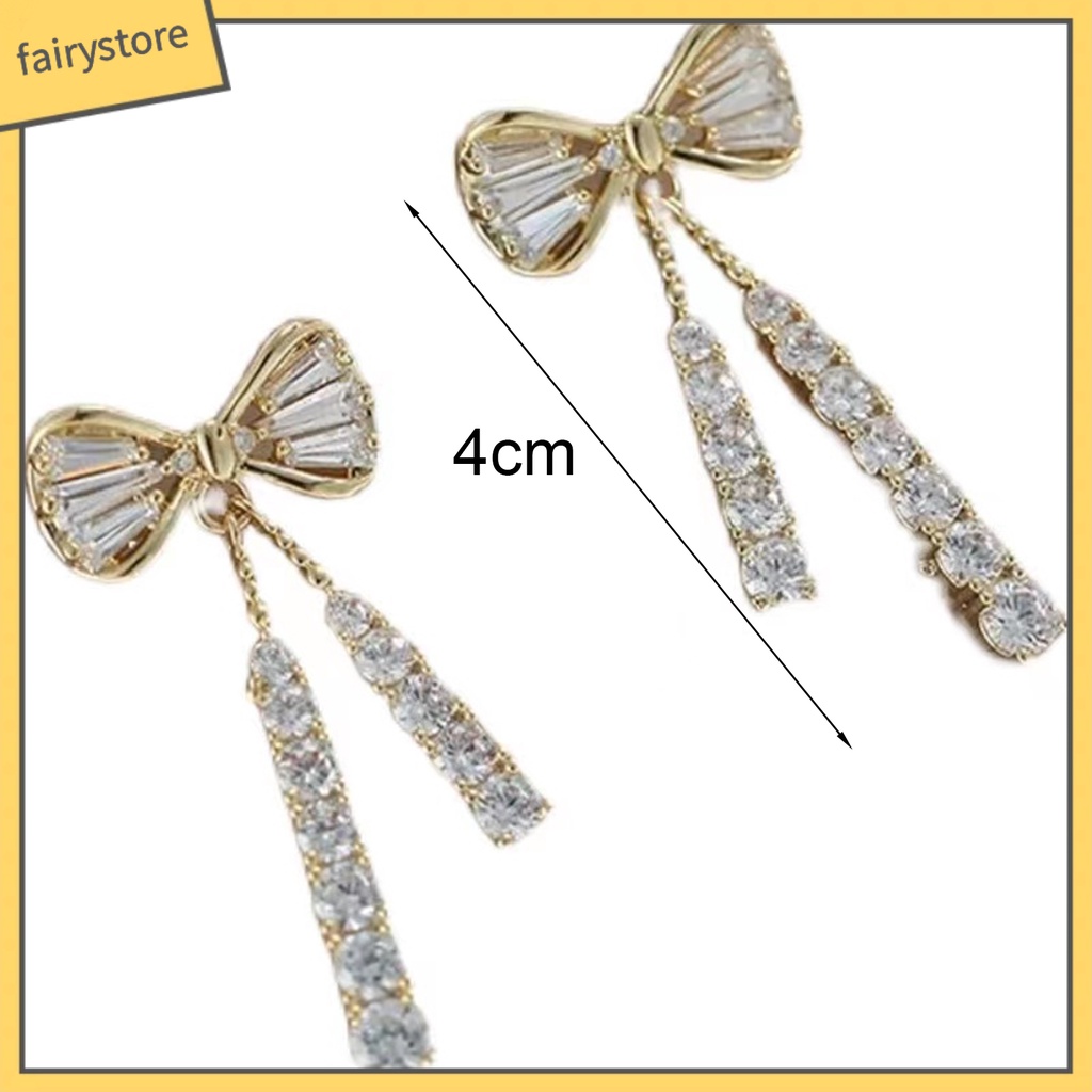 1 Đôi Bông Tai Hình Nơ Đính Đá Sang Trọng