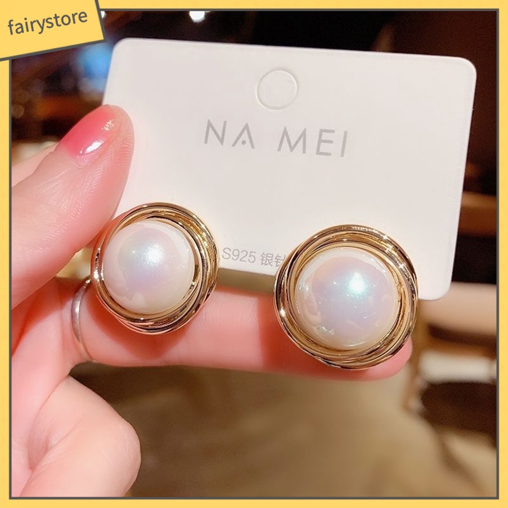 1 Đôi Bông Tai Ngọc Trai Giả Mạ Điện Phong Cách Hàn Quốc