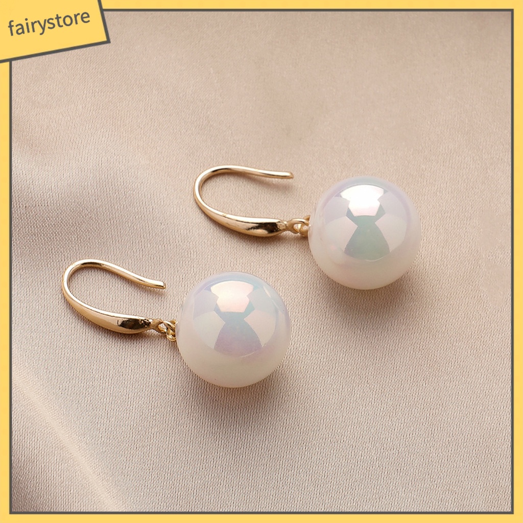 1 Đôi Bông Tai Đính Ngọc Trai Giả Màu Trắng Sáng Bóng Thanh Lịch Dành Cho Nữ