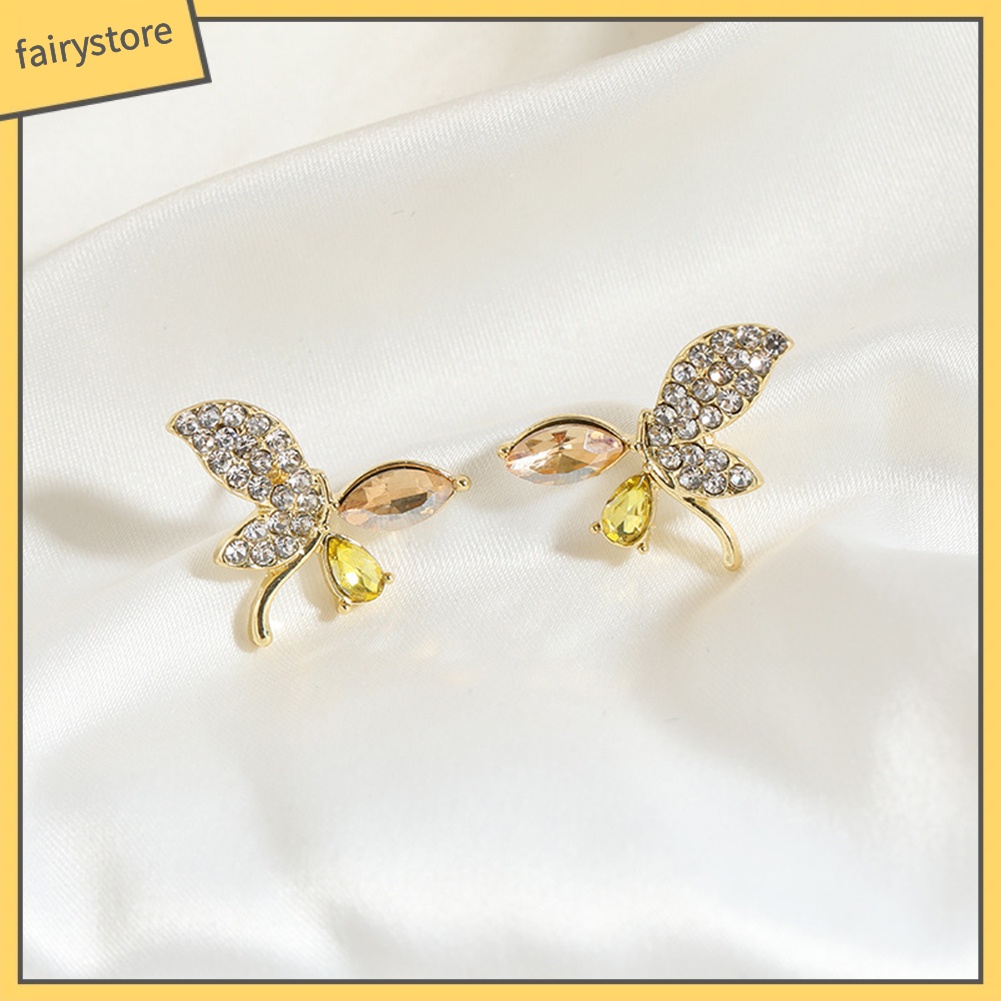 Bông Tai Hình Bướm Đính Đá Ngọt Ngào Thời Trang Dành Cho Nữ