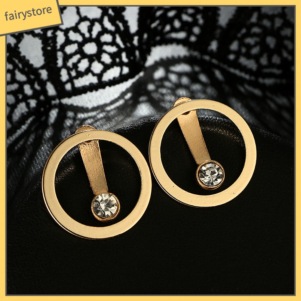 Bông Tai Tròn Hai Mặt Đính Đá Thời Trang Dành Cho Nữ