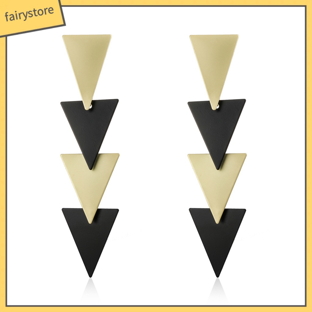 1 Đôi Bông Tai Hình Tam Giác Mạ Điện Nhiều Màu Thời Trang