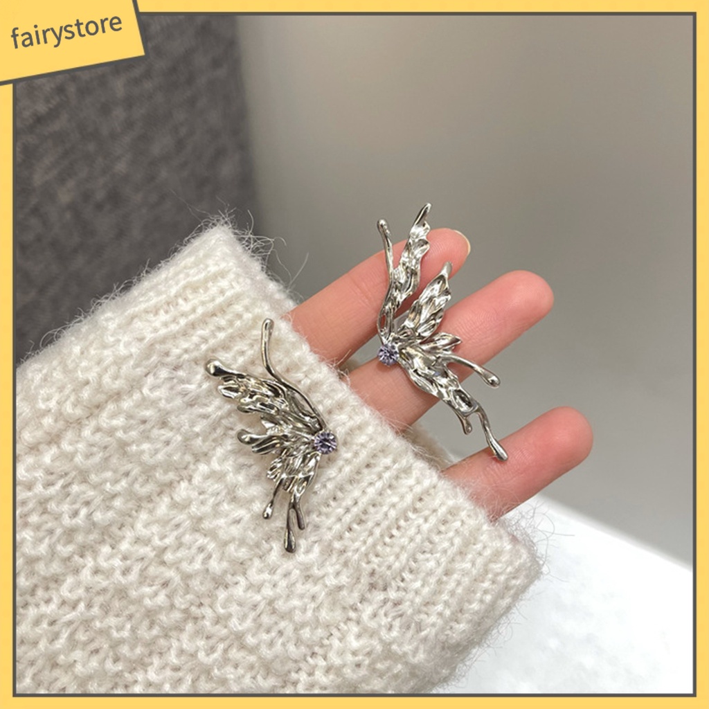 1 Đôi Bông Tai Hình Bướm Dạng Lỏng Phong Cách Punk Dành Cho Nữ