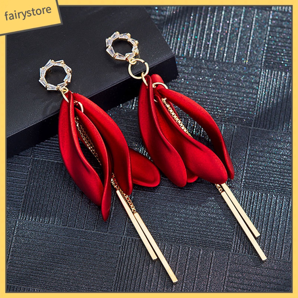 1 Đôi Bông Tai Hình Học Dáng Dài Đính Đá Zircon Phong Cách Hàn Quốc Thanh Lịch