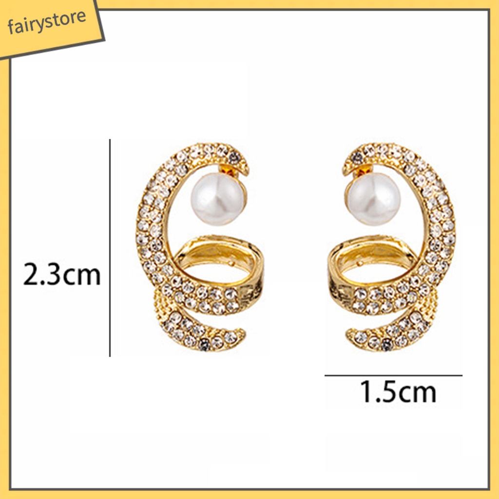 1 Đôi Bông Tai Hình Xoắn Ốc Đính Đá Lấp Lánh Thời Trang Hàng Ngày