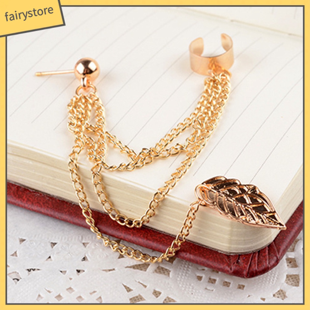 1 Đôi Bông Tai Hình Chiếc Lá Nhiều Lớp Màu Sắc Trơn Không Gây Kích Ứng Phong Cách Vintage Dành Cho Nữ