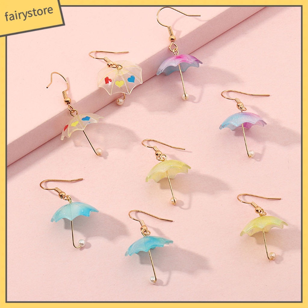 [FRO] 1 Cặp Bông Tai Móc Hình Cây Dù Màu Sắc Tương Phản Trọng Lượng Nhẹ Dễ Phối Đồ Dành