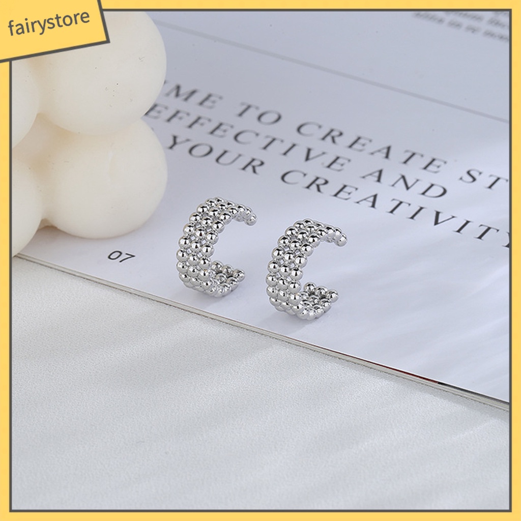 1 Khuyên Tai Dạng Kẹp Ba Lớp Mạ Điện Đính Hạt Tròn Phong Cách Pháp Thích Hợp Dự Tiệc