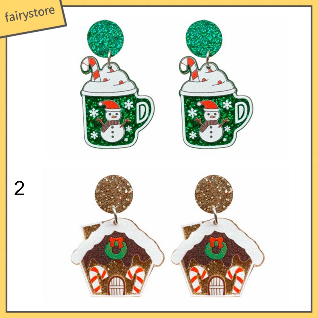 1 Cặp Bông Tai Họa Tiết Giáng Sinh Lấp Lánh Dễ Phối Đồ Dành Cho Nữ
