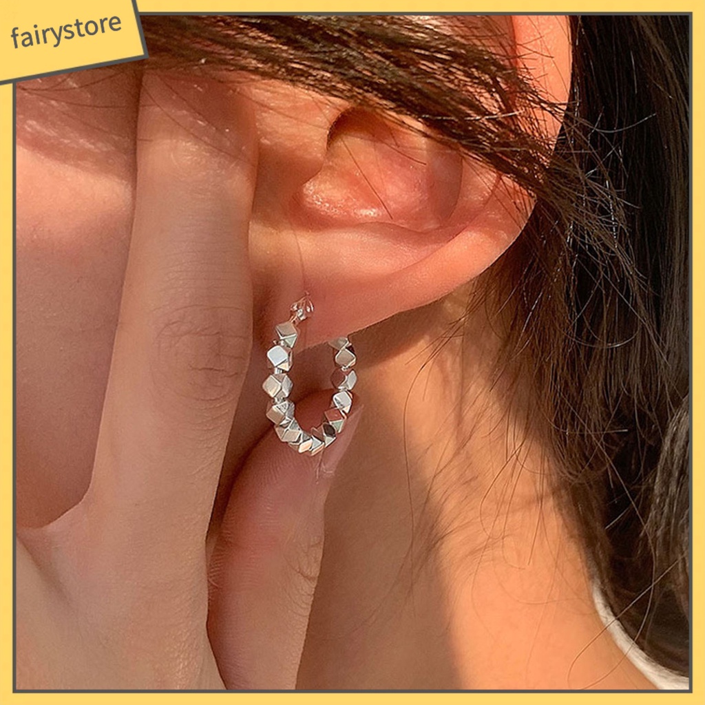 1 Đôi Bông Tai Xỏ Hạt Cườm Hình Vuông Phong Cách Hàn Quốc Dành Cho Nữ