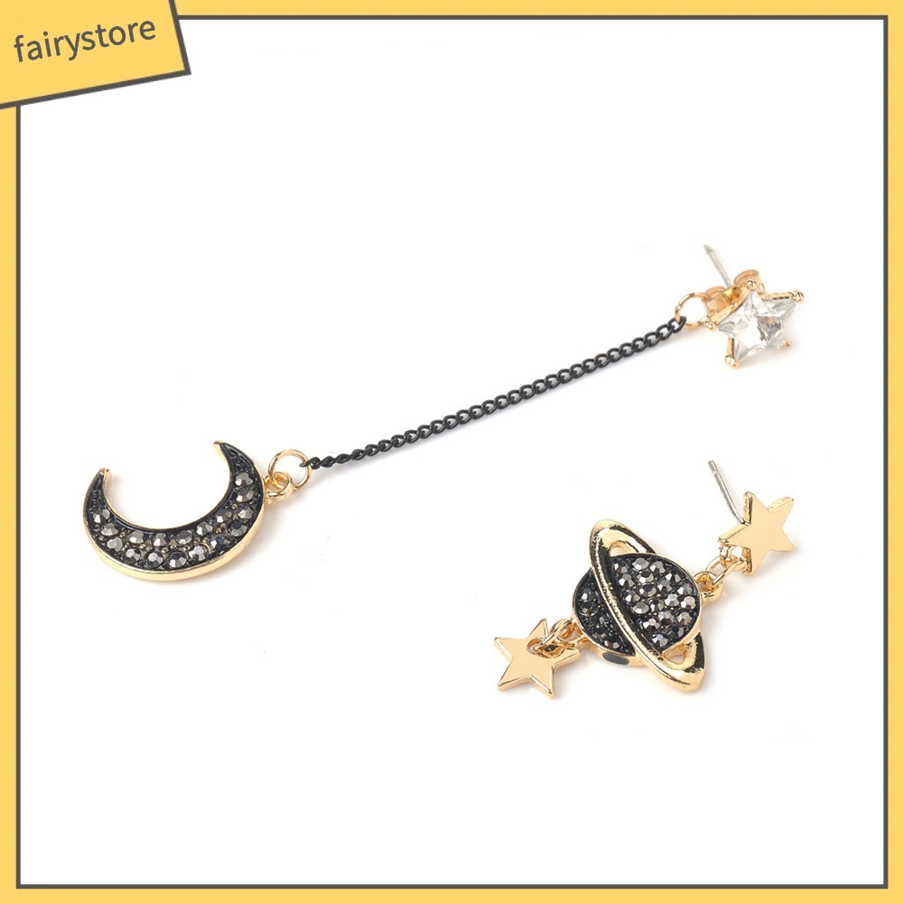 Bông Tai Dài Hình Mặt Trăng Và Ngôi Sao Bằng Hợp Kim Thời Trang Cho Nữ