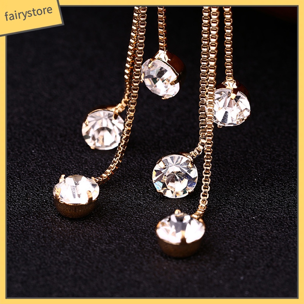 Bông Tai Dáng Dài Đính Đá Lấp Lánh Thời Trang