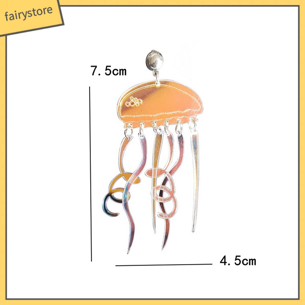 1 Đôi Bông Tai Hình Sứa Hoạt Hình Dạng Cong Bằng Acrylic Cho Nữ