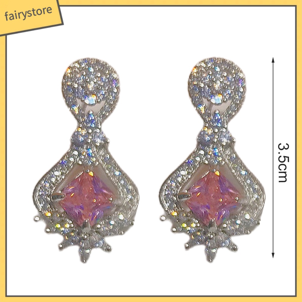 1 Đôi Bông Tai Hình Học Đính Đá Lấp Lánh Dành Cho Nữ