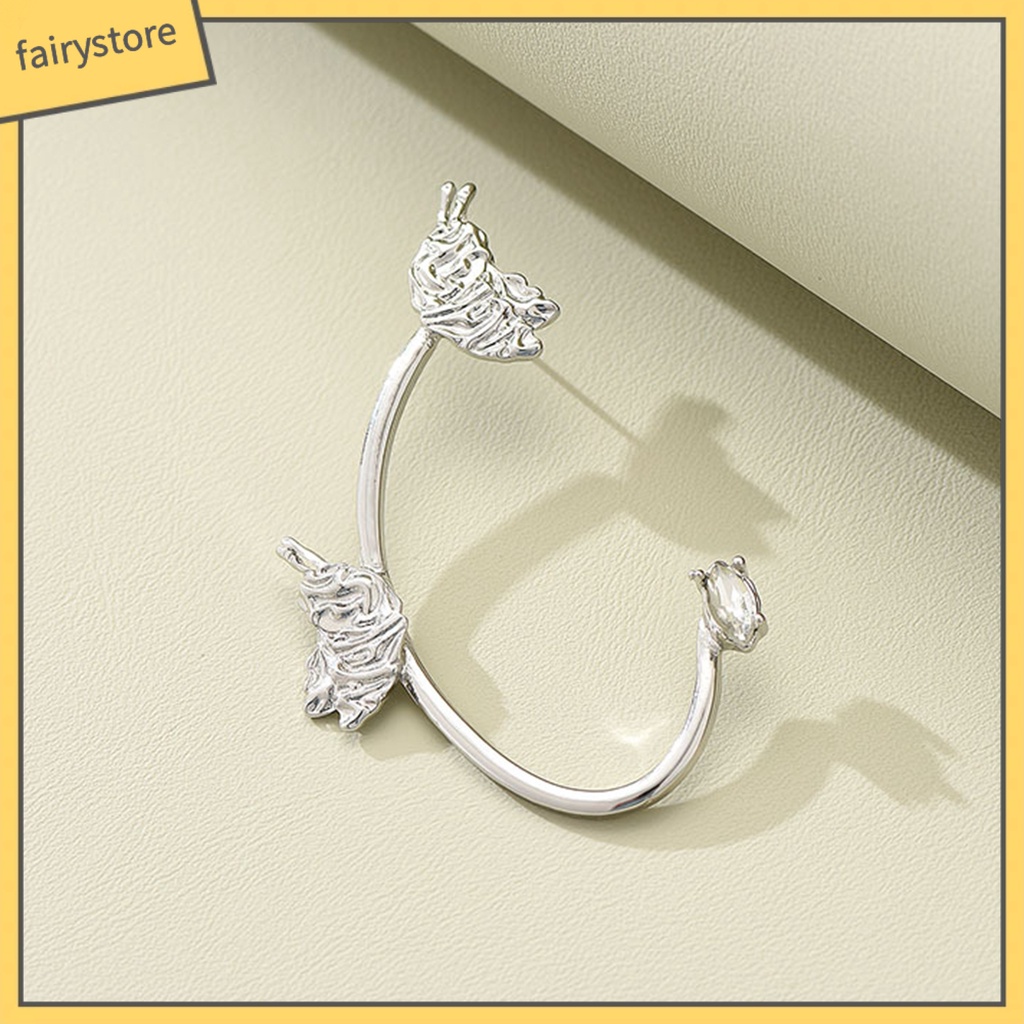 1 Khuyên Kẹp Vành Tai Hình Bướm Đính Đá Lấp Lánh Dễ Phối Đồ Thời Trang Cho Bạn Gái