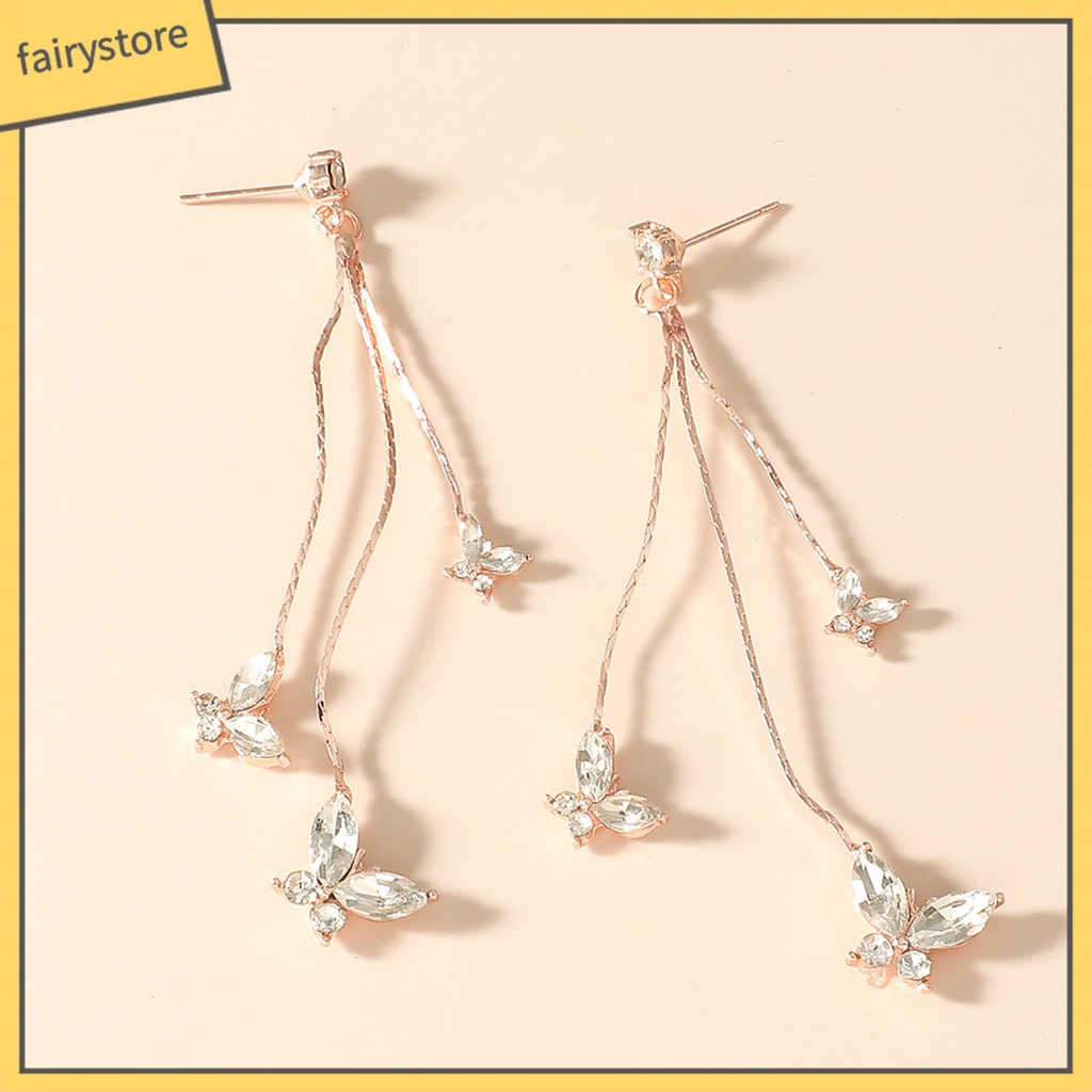 1 Đôi Bông Tai Hình Bướm Đính Đá Lấp Lánh Dành Cho Nữ