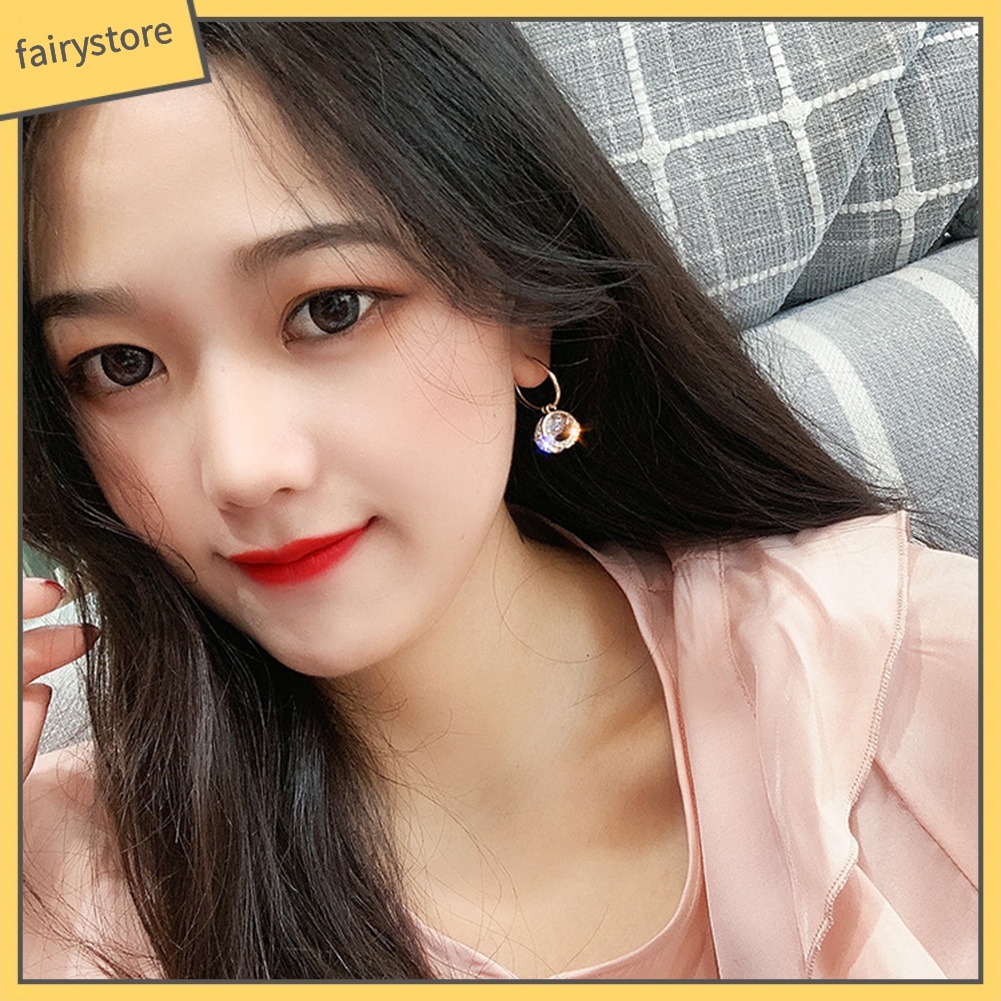 Bông Tai Hình Tròn Đính Đá Thanh Lịch Dành Cho Nữ