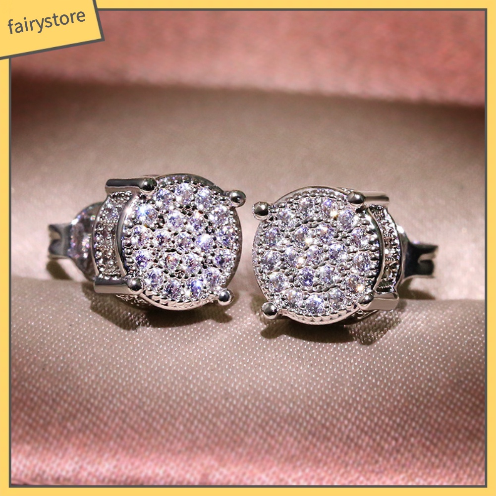 Khuyên Tai Tròn Đính Đá Zircon Thời Trang Cho Nữ