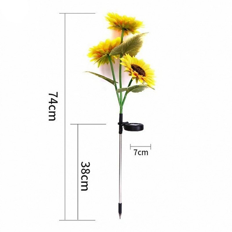 Đèn LED 3 Đầu Hình Hoa Hướng Dương Chống Nước Trang Trí Lối Đi Sân Vườn